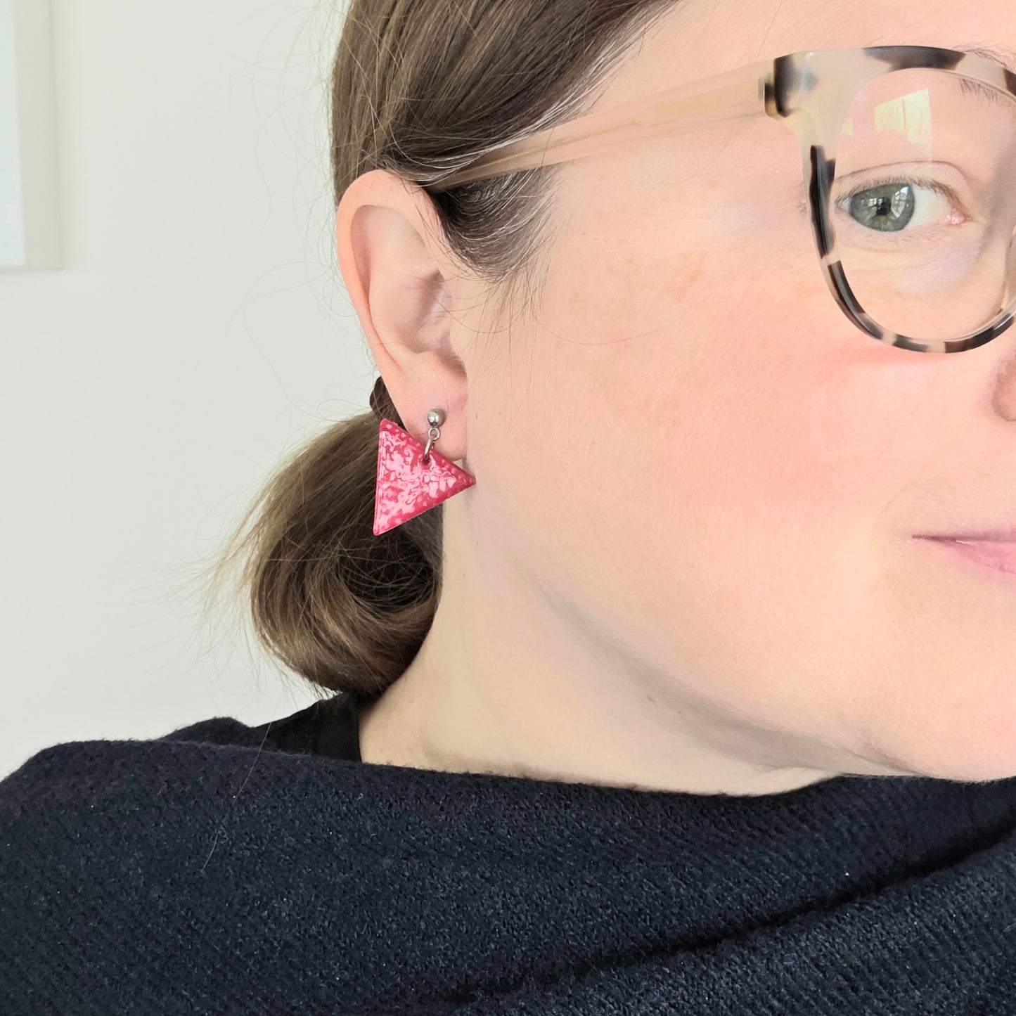 Large Red & Pink Triangle Dangles
