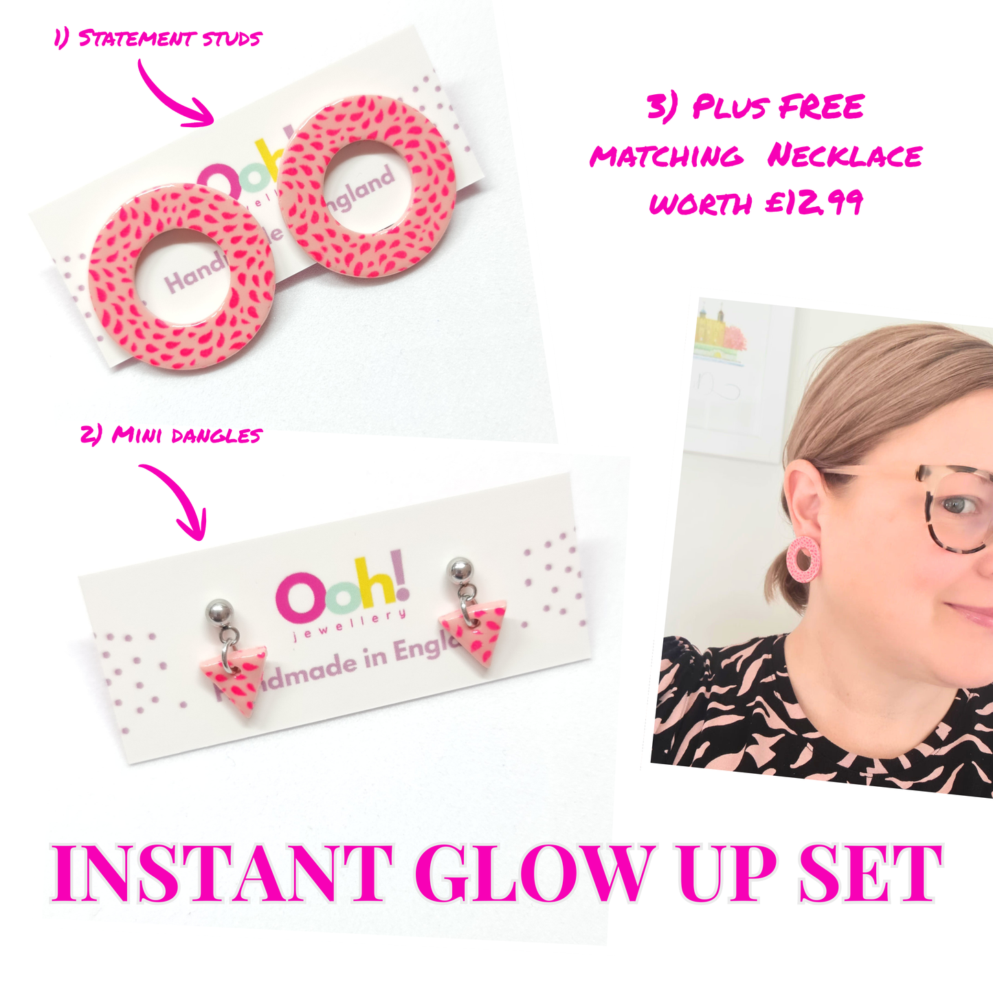 Pink Instant Glow Up Set (FREE necklace)