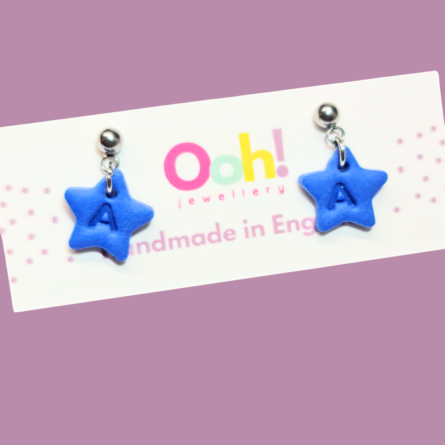 Personalised Initial Blue Star Dangles