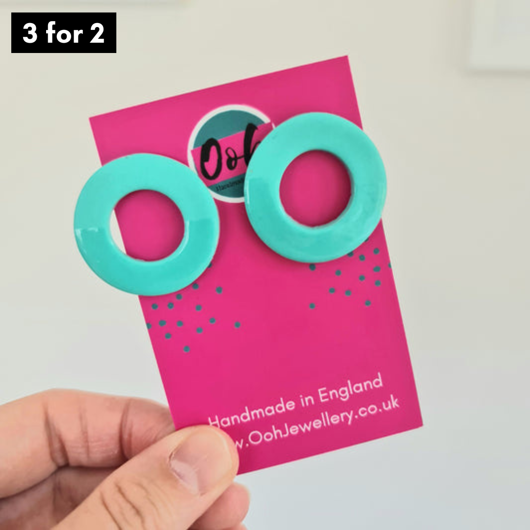 Turquoise doughnut shaped statement studs