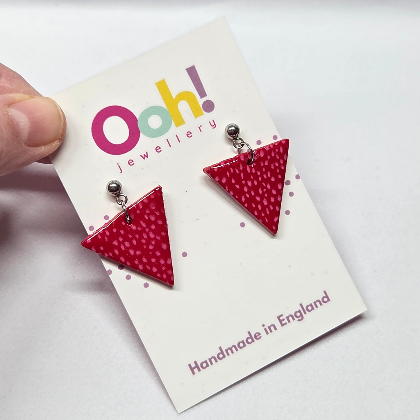Large Red & Pink Triangle Dangles