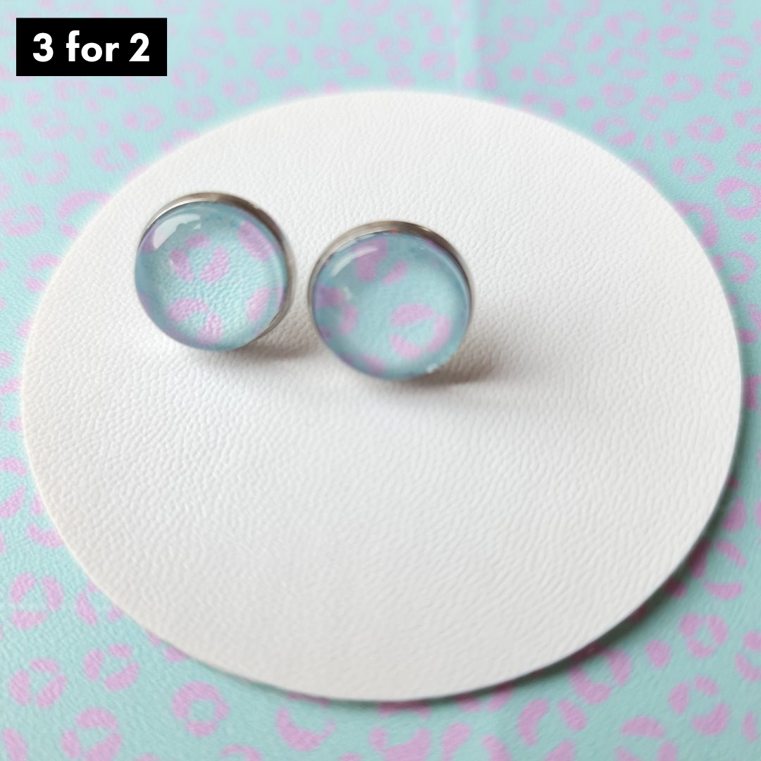 Mint & Lavender Leopard Print Stud Earrings