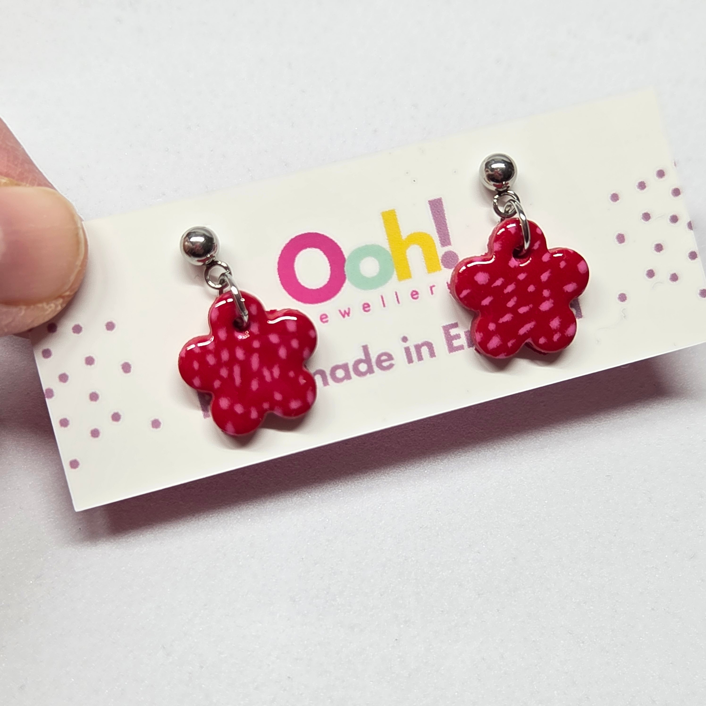 Red & Pink Flower Dangles