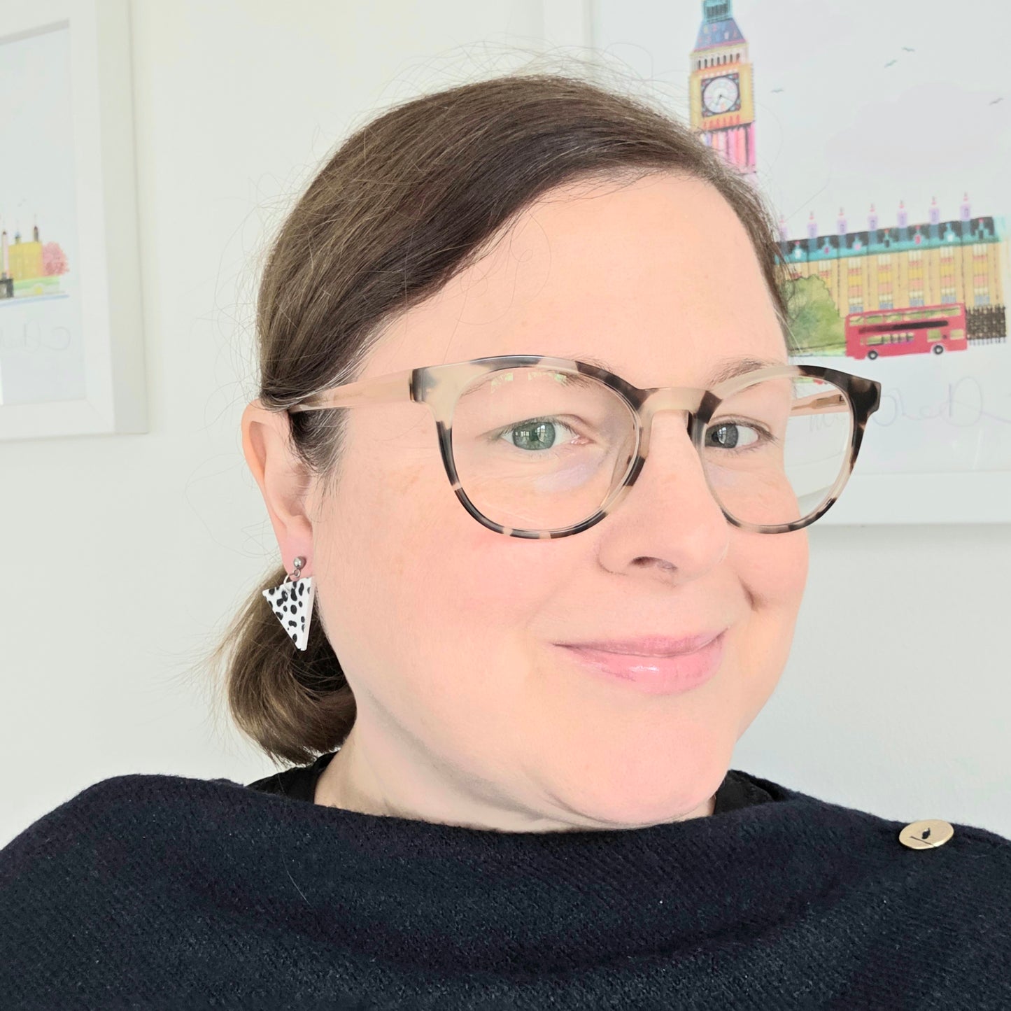 Large White & Black Triangle Dangles