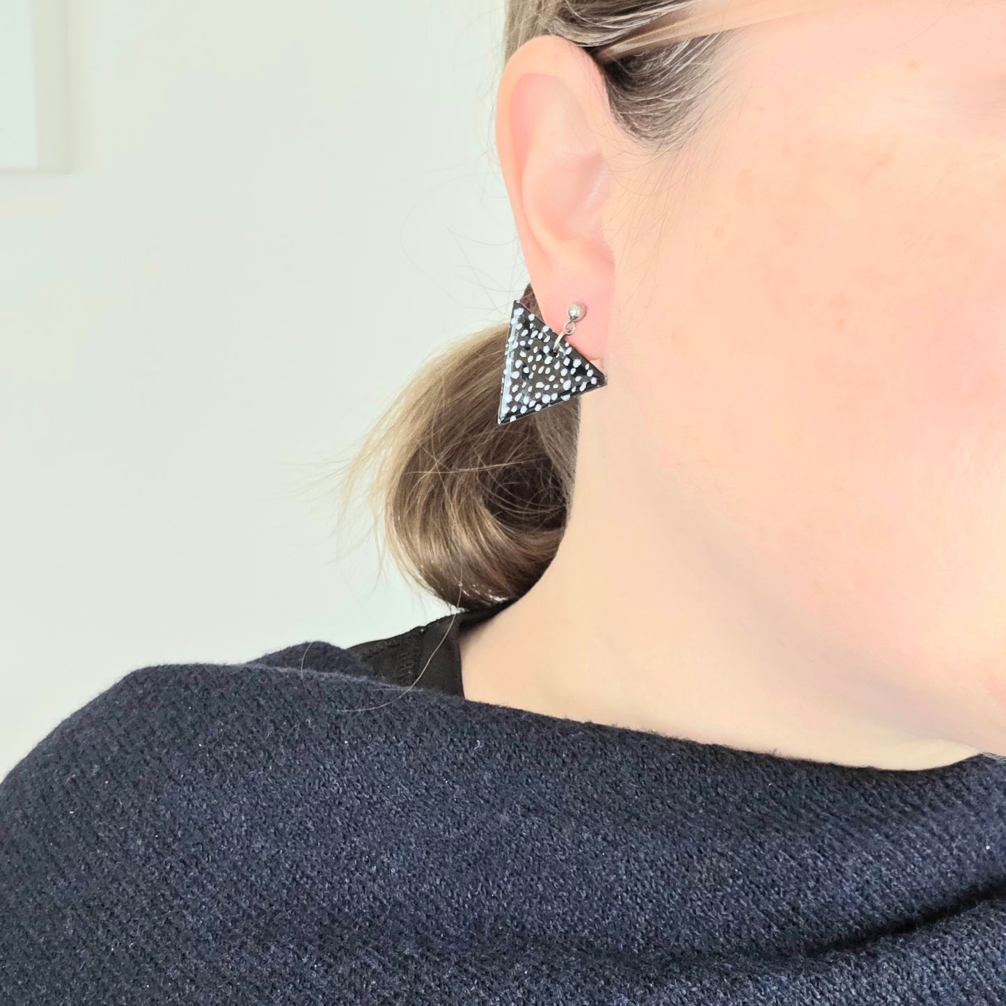 Large Black & White Triangle Dangles