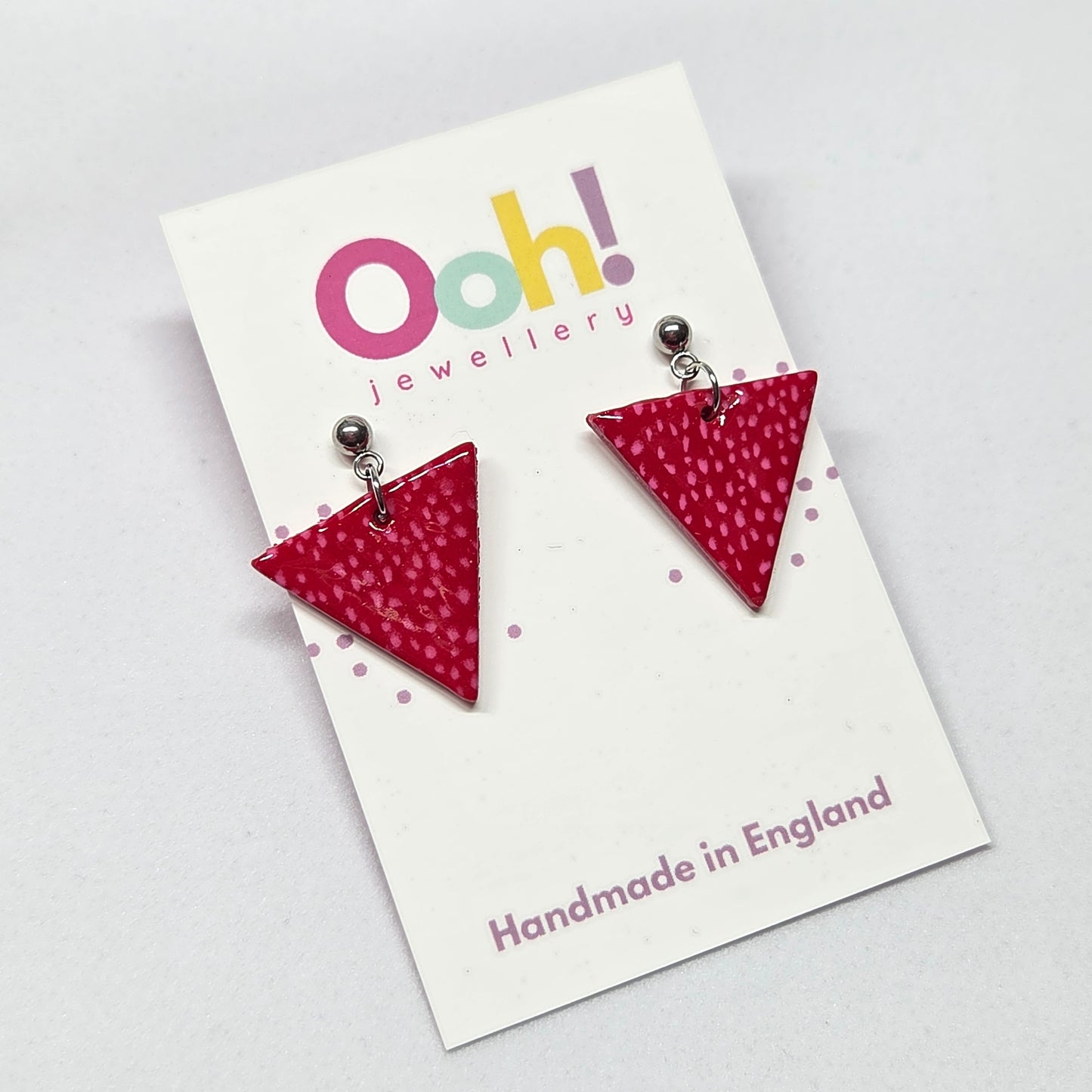 Large Red & Pink Triangle Dangles