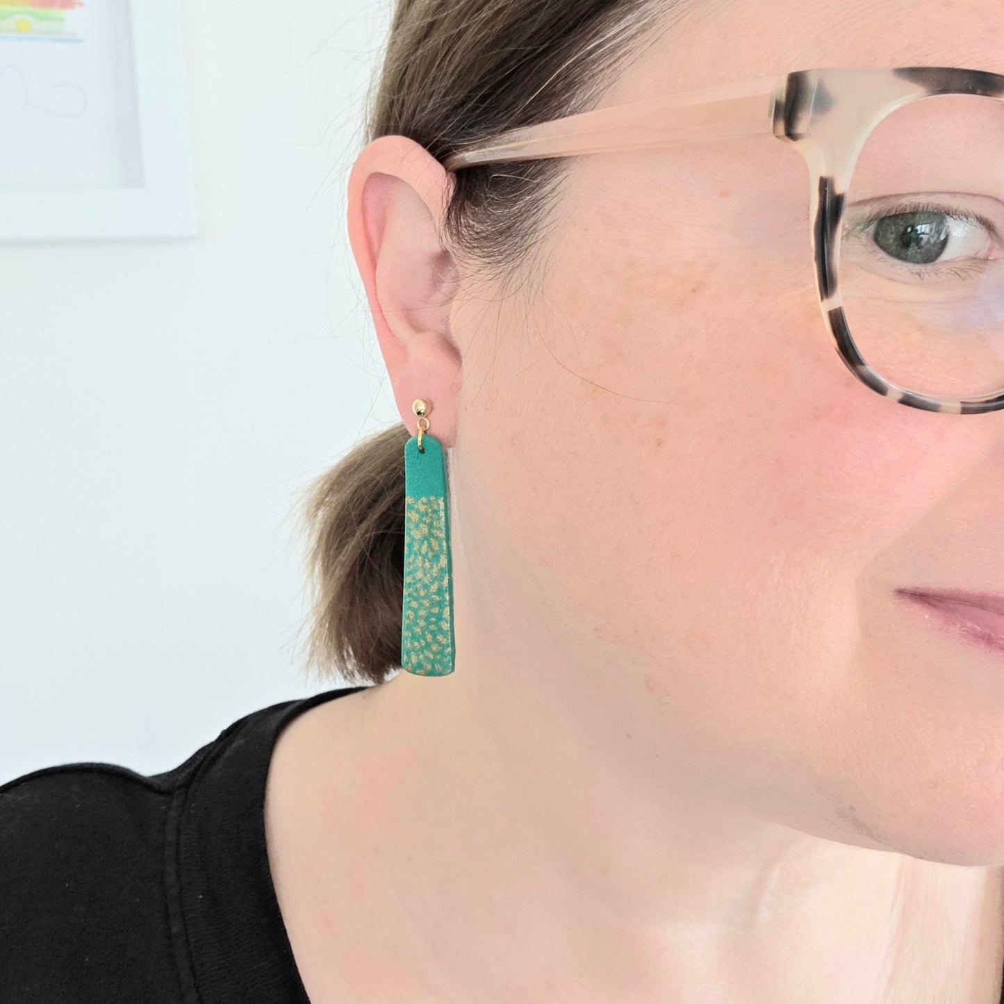 Jade & Gold Skinny Dangle