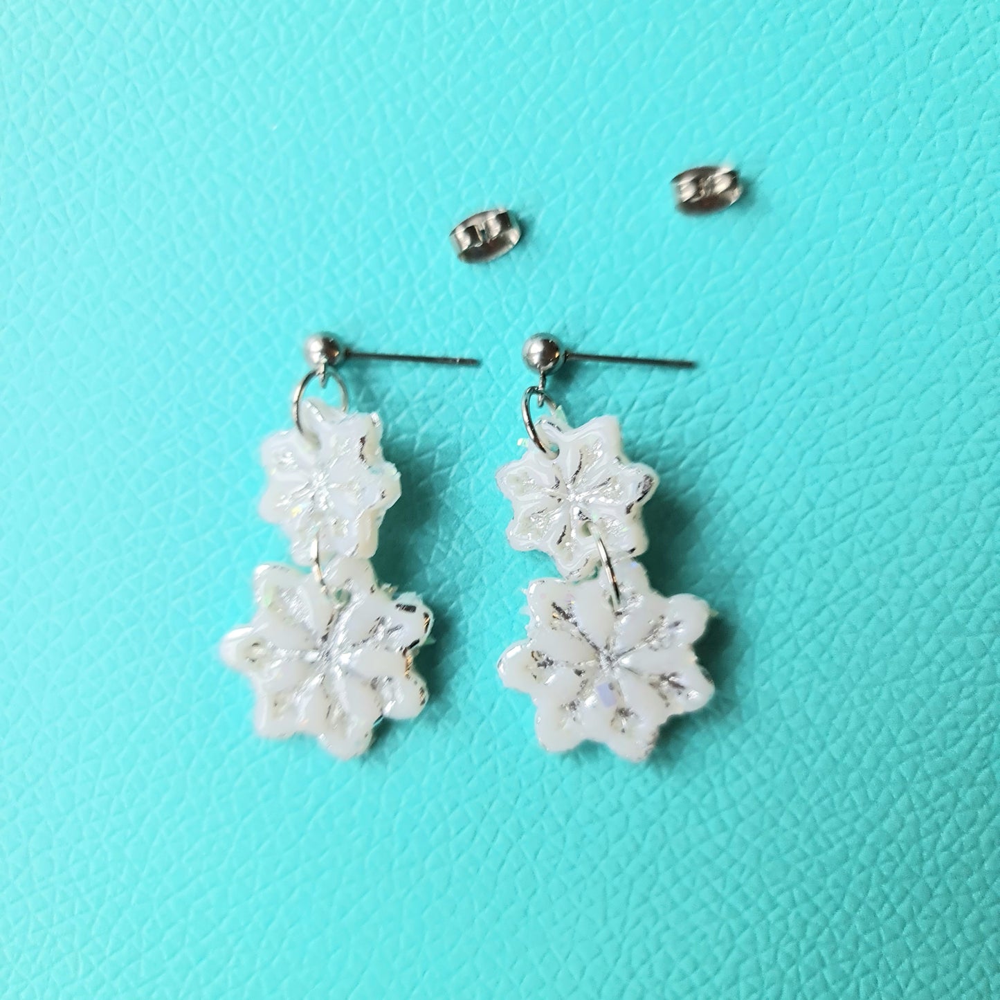 Silver Snowflake Dangle Earrings