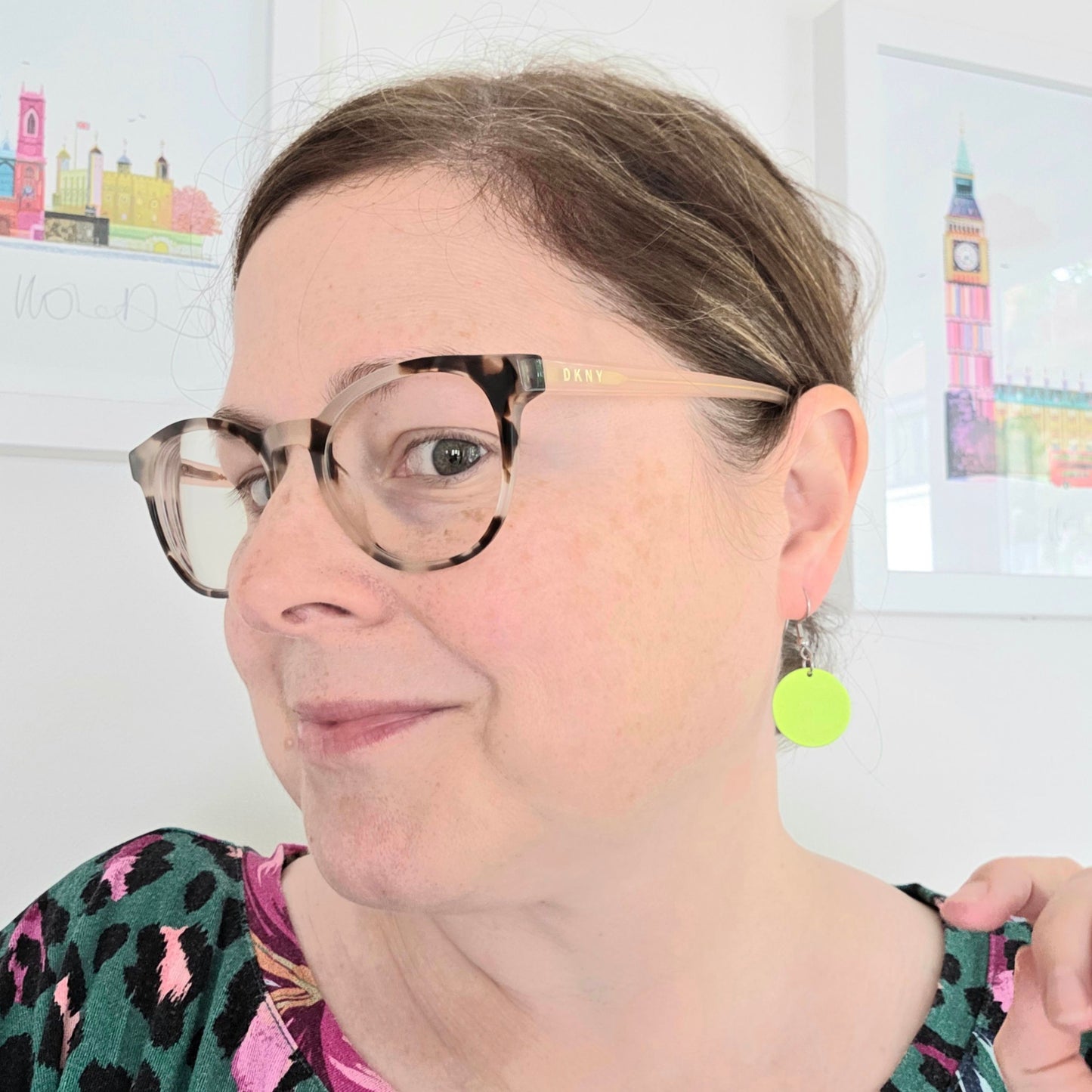 Neon Yellow Round Dangles