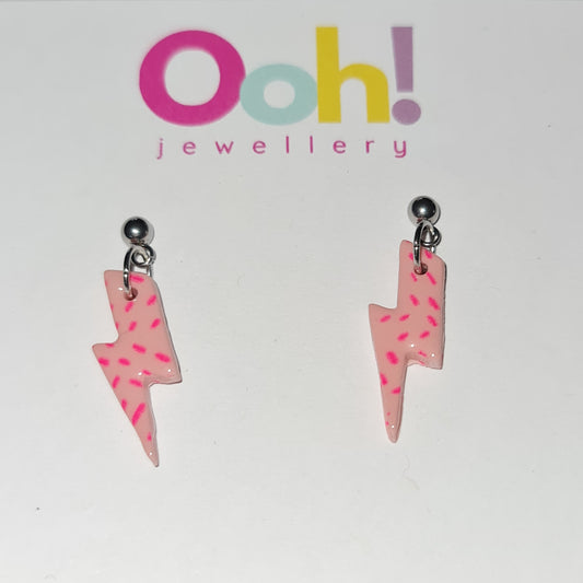 Pink Lightning Drop Earrings