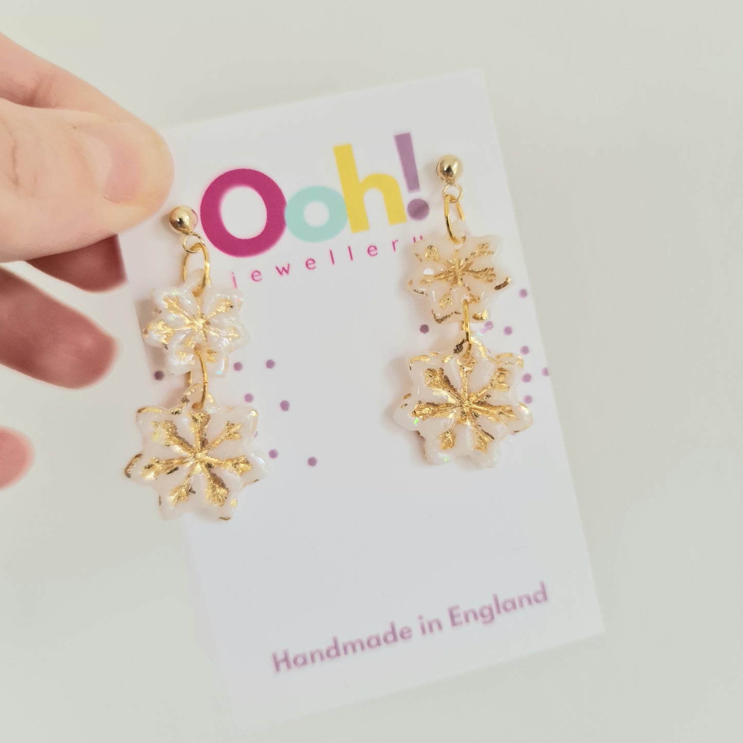 Gold Snowflake Dangle Earrings